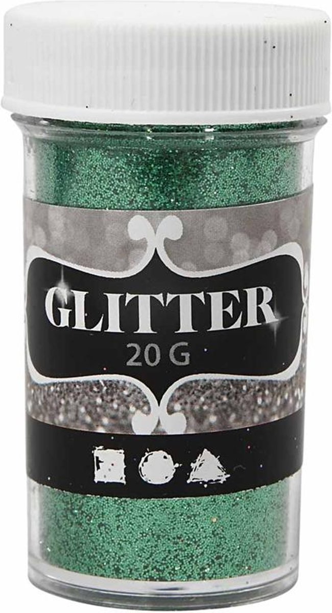 Glitter, d: 35 mm, h: 60 mm, groen, 20gr [HOB-284287]